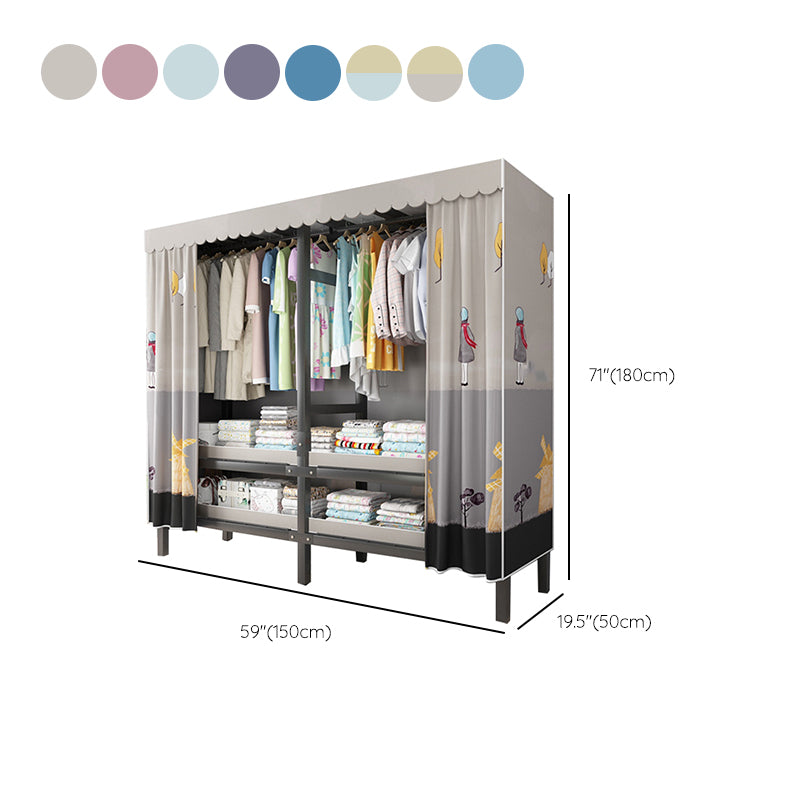 Foldable Freestanding Wardrobe Metal Frame Multifunctional Wardrobe
