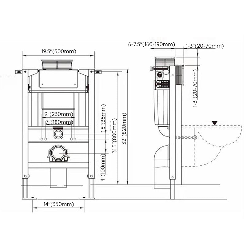 Modern White Flush Toilet Wall Hung Urine Toilet with Seat for Bathroom