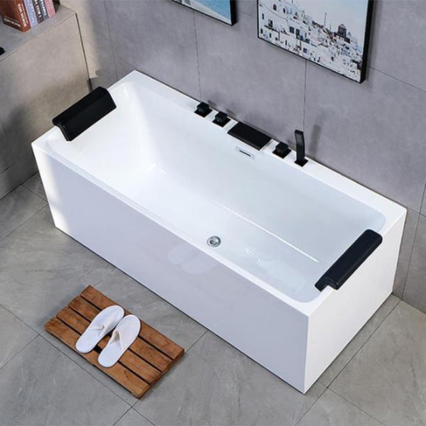 Back to Wall Soaking Bathtub Antique Finish Rectangular Modern Bath Tub