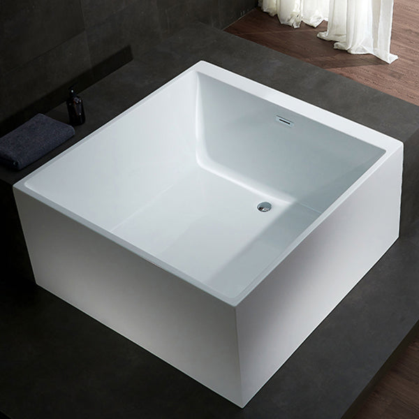 Modern Square Bath Stand Alone Acrylic Soaking White Bathtub