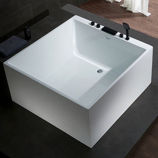 Modern Square Bath Stand Alone Acrylic Soaking White Bathtub