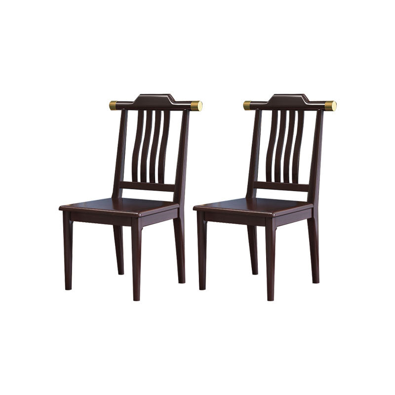 Industrial Kitchen Dining Chair Solid Wood Slat Back Armless Chair