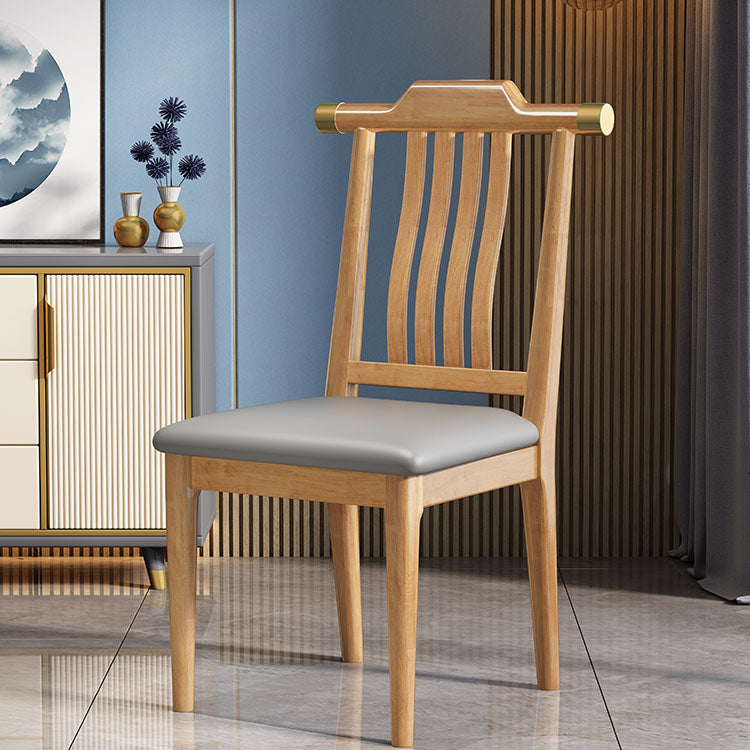 Industrial Kitchen Dining Chair Solid Wood Slat Back Armless Chair