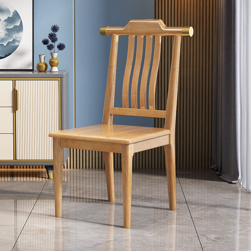 Industrial Kitchen Dining Chair Solid Wood Slat Back Armless Chair