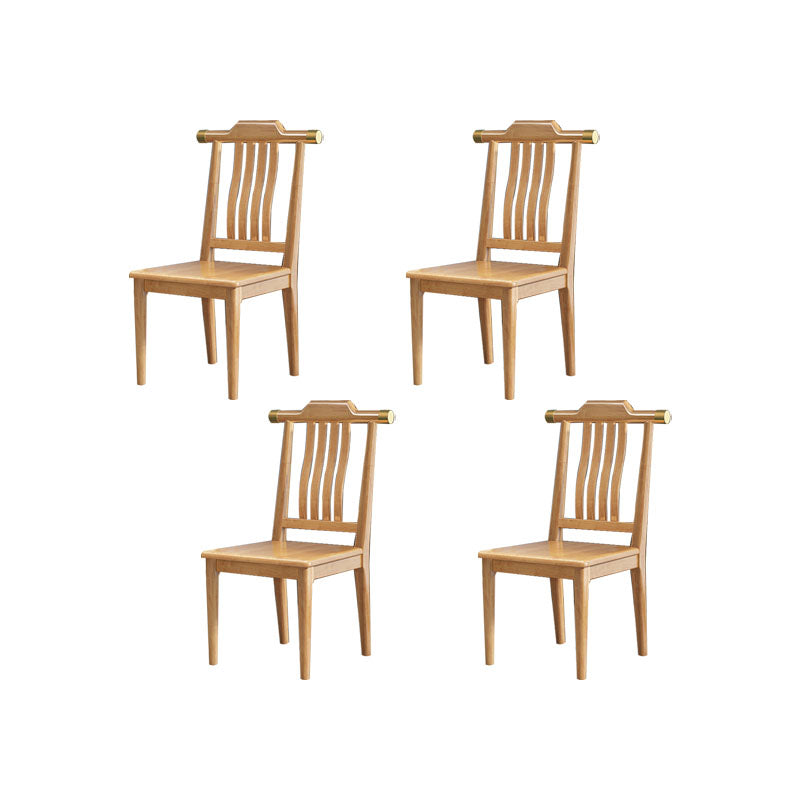 Industrial Kitchen Dining Chair Solid Wood Slat Back Armless Chair