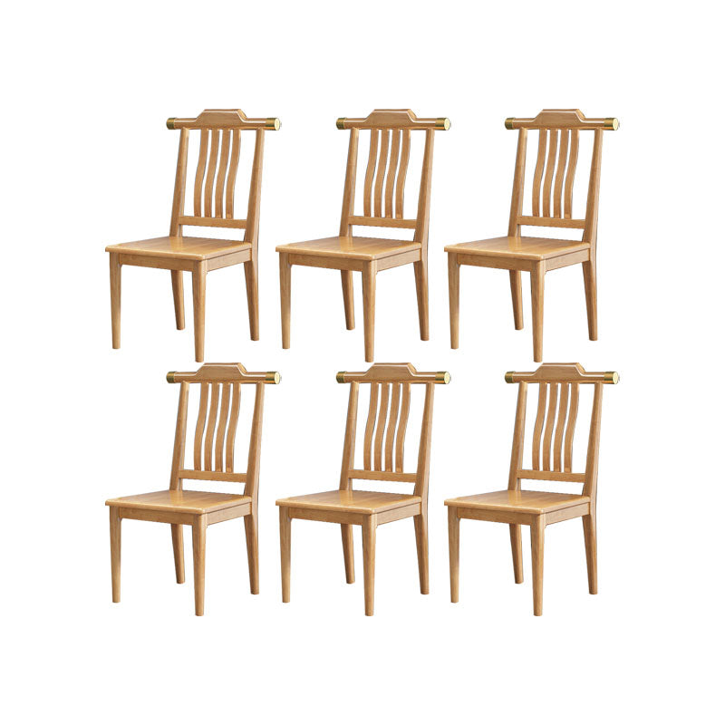 Industrial Kitchen Dining Chair Solid Wood Slat Back Armless Chair