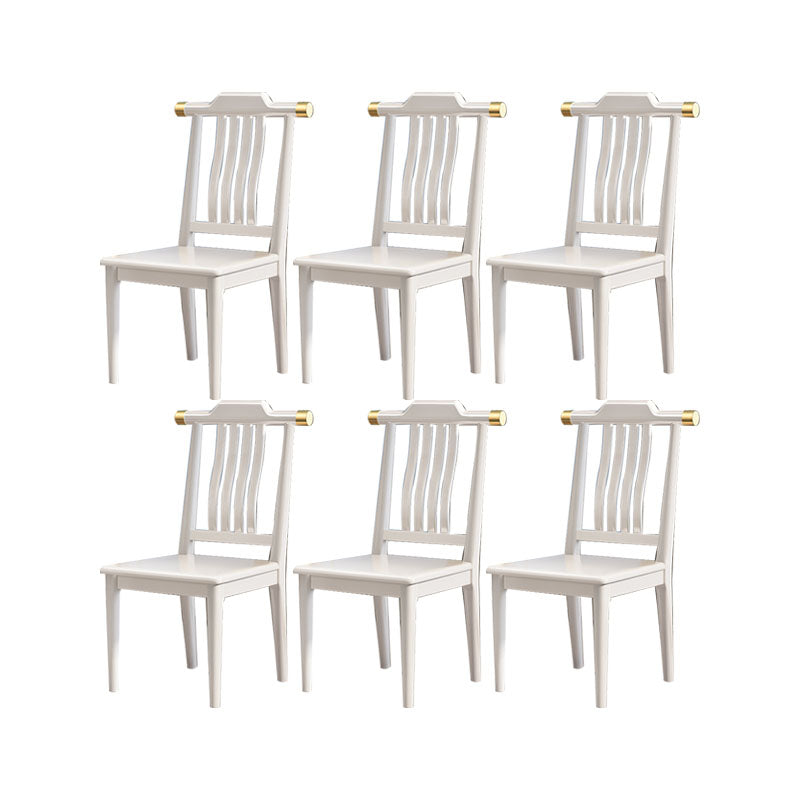 Industrial Kitchen Dining Chair Solid Wood Slat Back Armless Chair