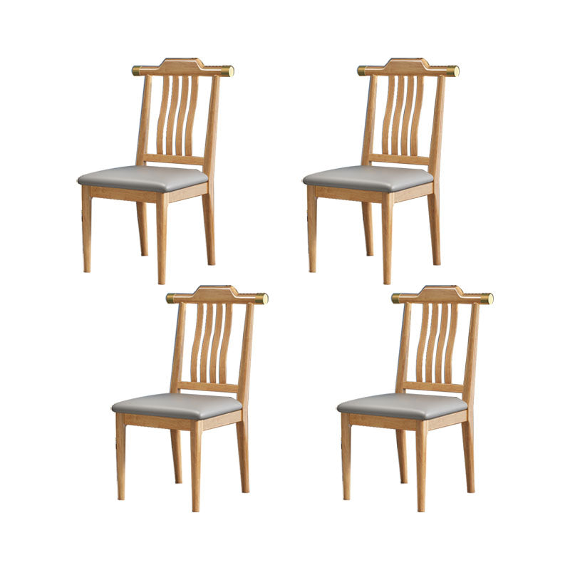 Industrial Kitchen Dining Chair Solid Wood Slat Back Armless Chair