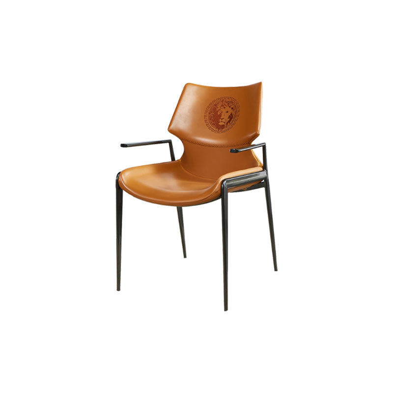 Faux Leather Dining Chairs Industrial Style Patio Dining Chair with Black Legs