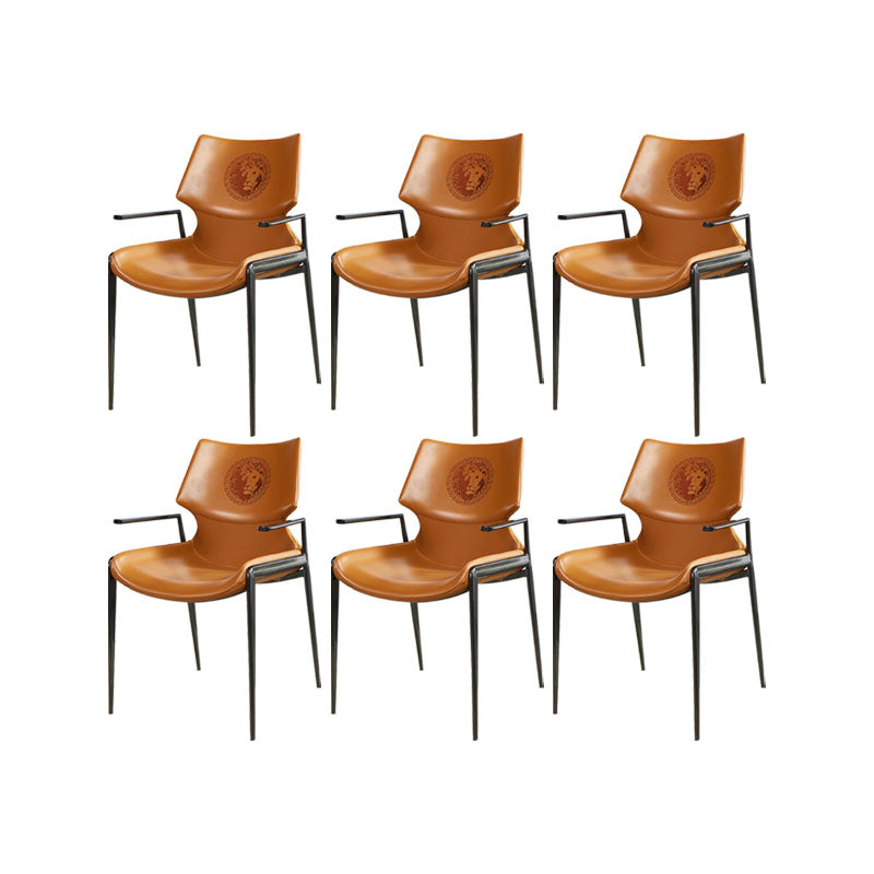 Faux Leather Dining Chairs Industrial Style Patio Dining Chair with Black Legs