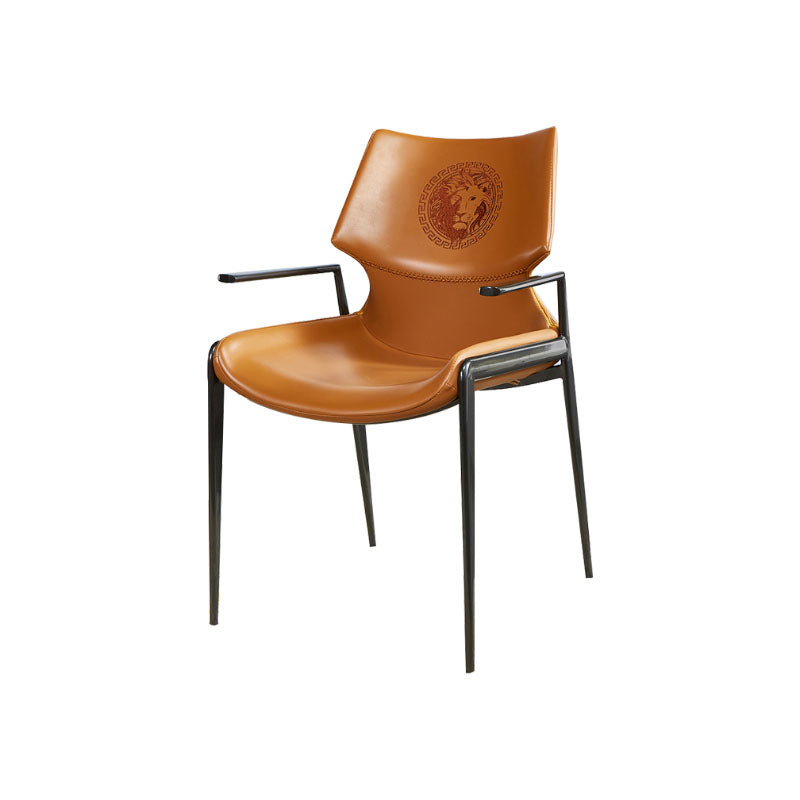 Faux Leather Dining Chairs Industrial Style Patio Dining Chair with Black Legs