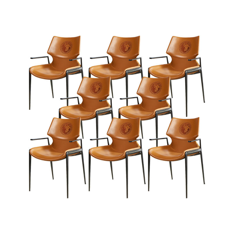 Faux Leather Dining Chairs Industrial Style Patio Dining Chair with Black Legs