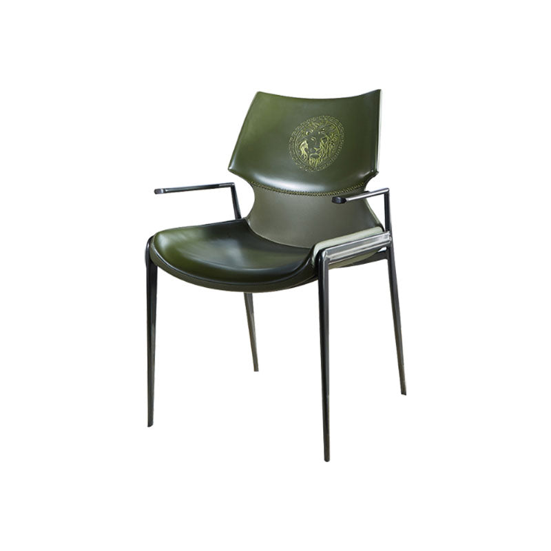Faux Leather Dining Chairs Industrial Style Patio Dining Chair with Black Legs