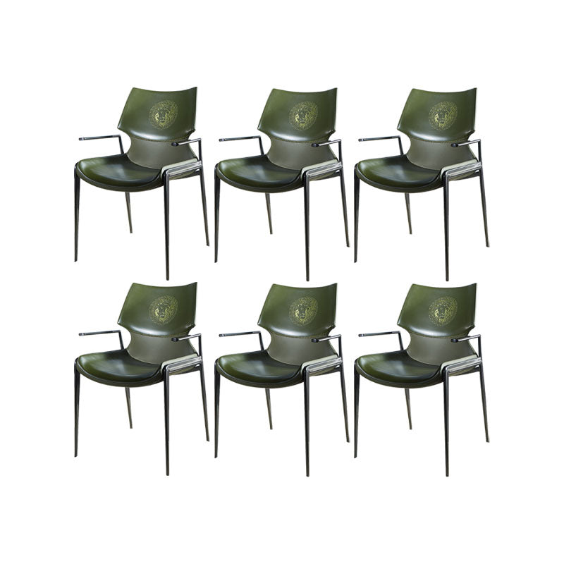 Faux Leather Dining Chairs Industrial Style Patio Dining Chair with Black Legs