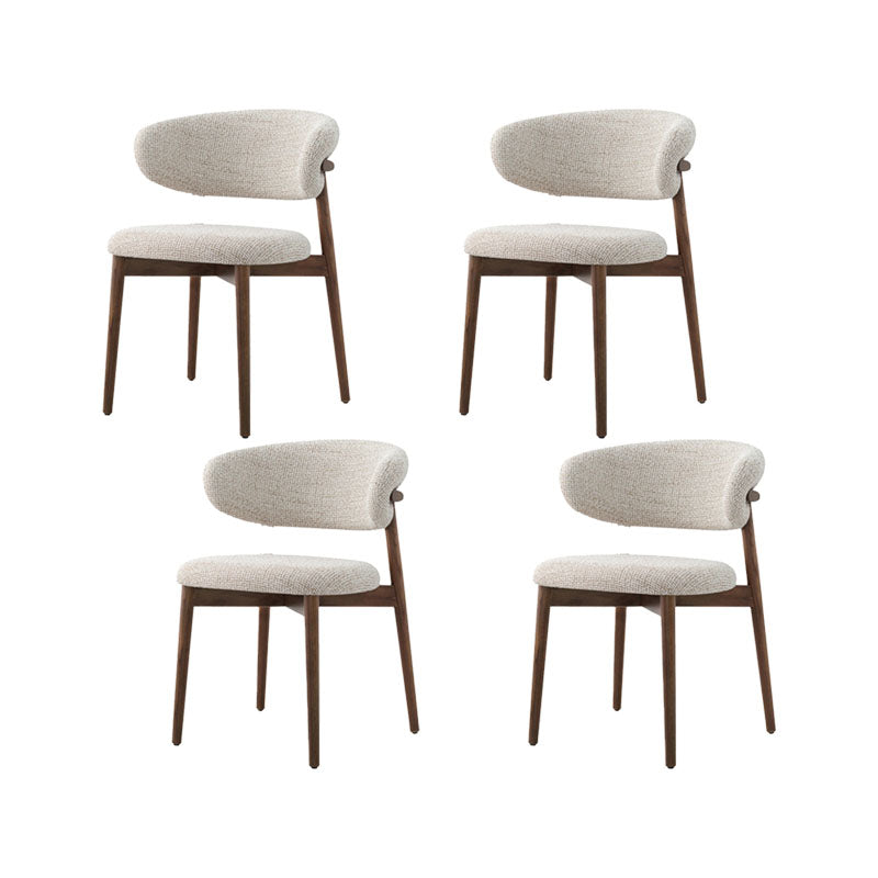 Upholstered Arm Chair Modern Style Open Back Dining Chair with Wood Legs