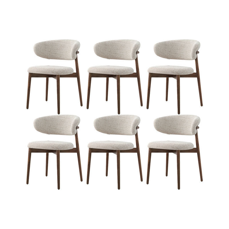 Upholstered Arm Chair Modern Style Open Back Dining Chair with Wood Legs