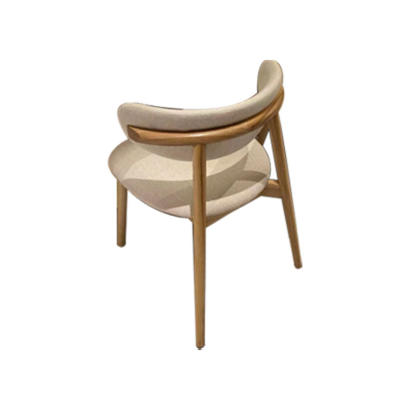 Upholstered Arm Chair Modern Style Open Back Dining Chair with Wood Legs
