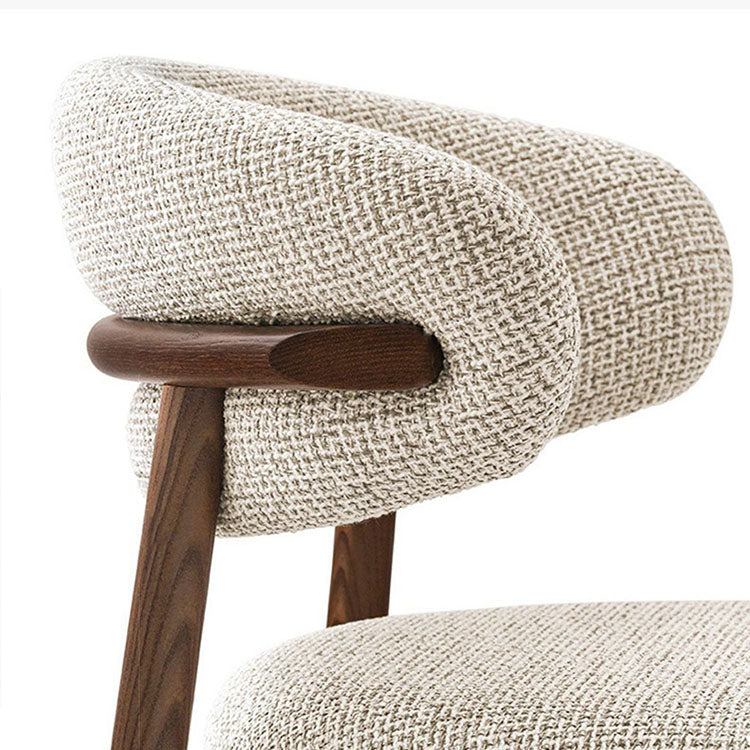 Upholstered Arm Chair Modern Style Open Back Dining Chair with Wood Legs