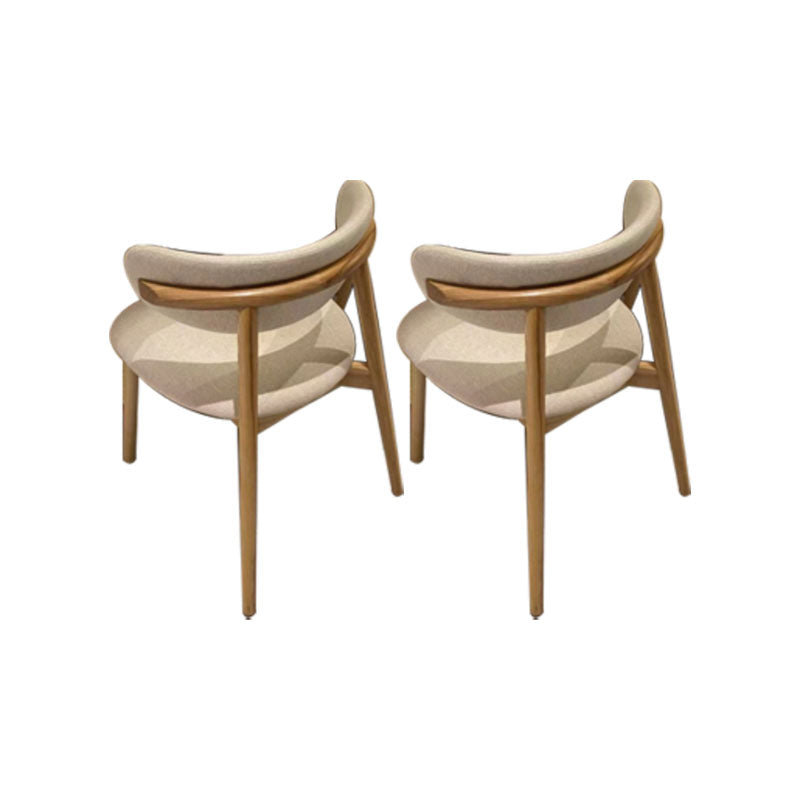 Upholstered Arm Chair Modern Style Open Back Dining Chair with Wood Legs