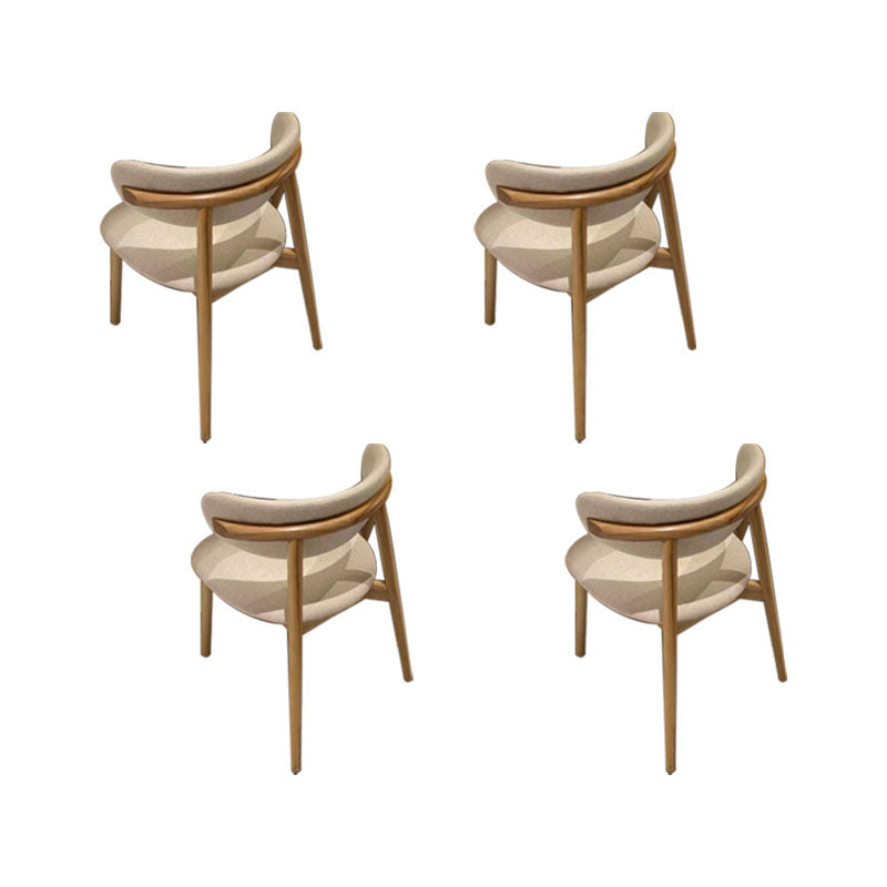 Upholstered Arm Chair Modern Style Open Back Dining Chair with Wood Legs