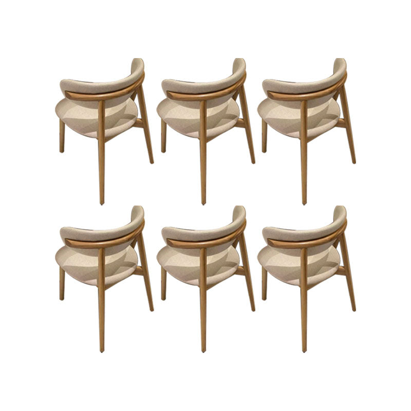Upholstered Arm Chair Modern Style Open Back Dining Chair with Wood Legs