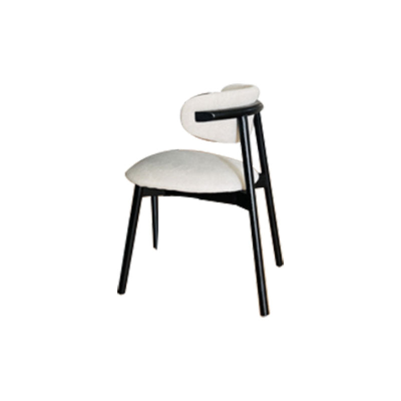 Upholstered Arm Chair Modern Style Open Back Dining Chair with Wood Legs