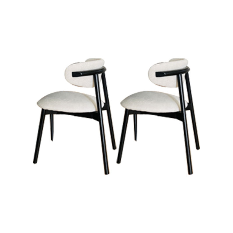 Upholstered Arm Chair Modern Style Open Back Dining Chair with Wood Legs