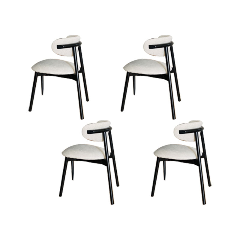 Upholstered Arm Chair Modern Style Open Back Dining Chair with Wood Legs