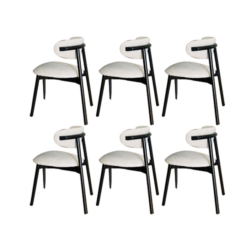 Upholstered Arm Chair Modern Style Open Back Dining Chair with Wood Legs