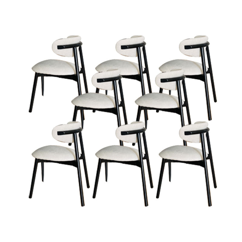Upholstered Arm Chair Modern Style Open Back Dining Chair with Wood Legs