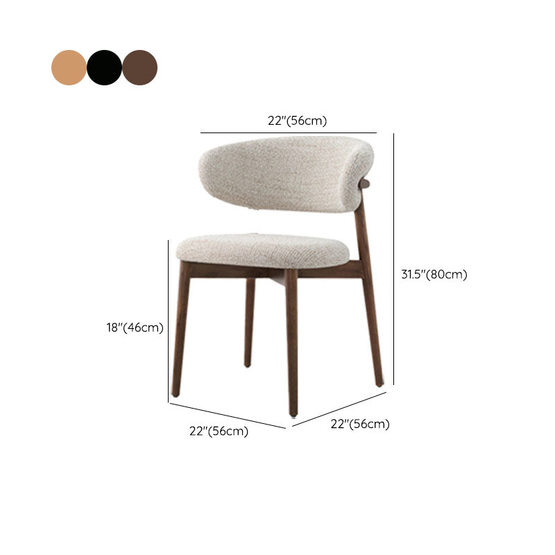 Upholstered Arm Chair Modern Style Open Back Dining Chair with Wood Legs