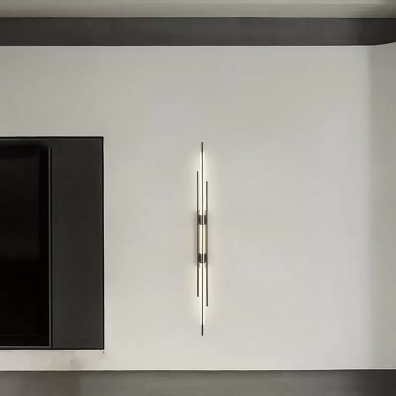 Solid Brass Linear Wall Sconce in Black / Gold Finish LED Wall Light