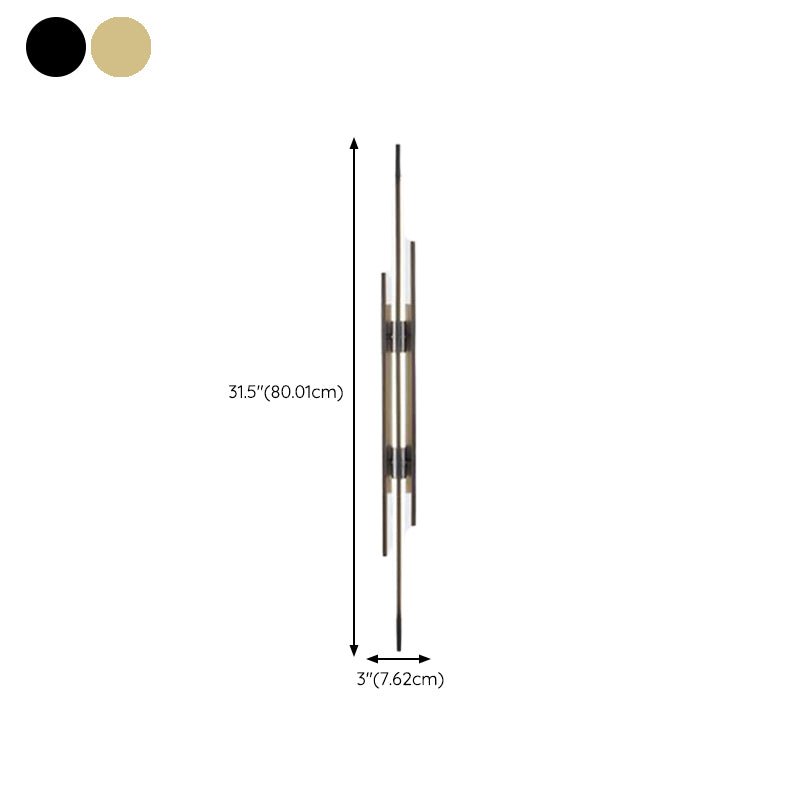 Solid Brass Linear Wall Sconce in Black / Gold Finish LED Wall Light