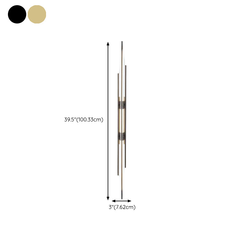 Solid Brass Linear Wall Sconce in Black / Gold Finish LED Wall Light