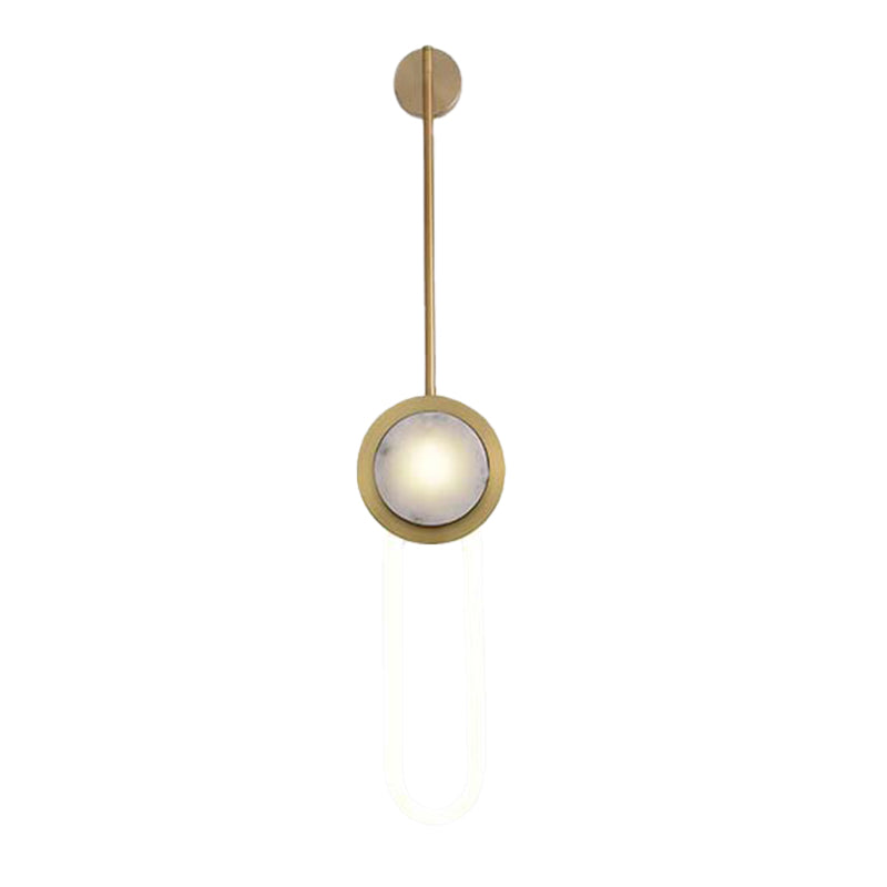 Gold LED Wall Sconce 1 - Light Brass and Stone Modern Wall Armed Sconce