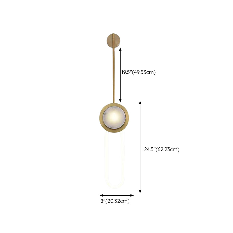 Gold LED Wall Sconce 1 - Light Brass and Stone Modern Wall Armed Sconce