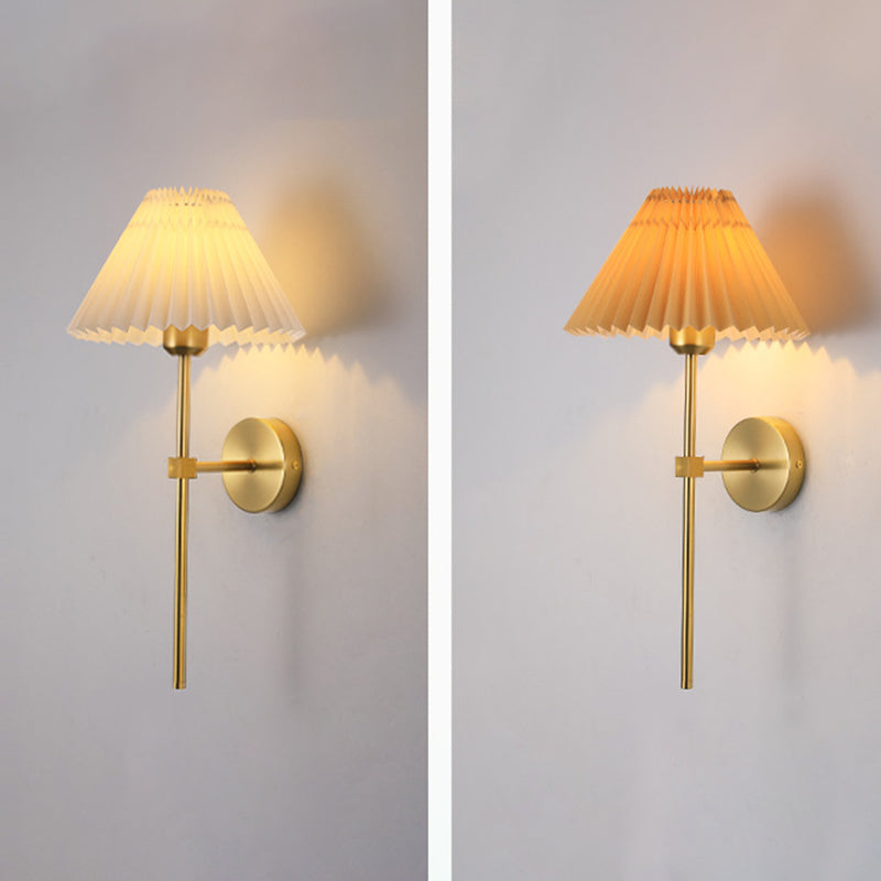 American Style Vanity Light Cone Shape Vanity Lamp with Fabric Shade for Shower Room