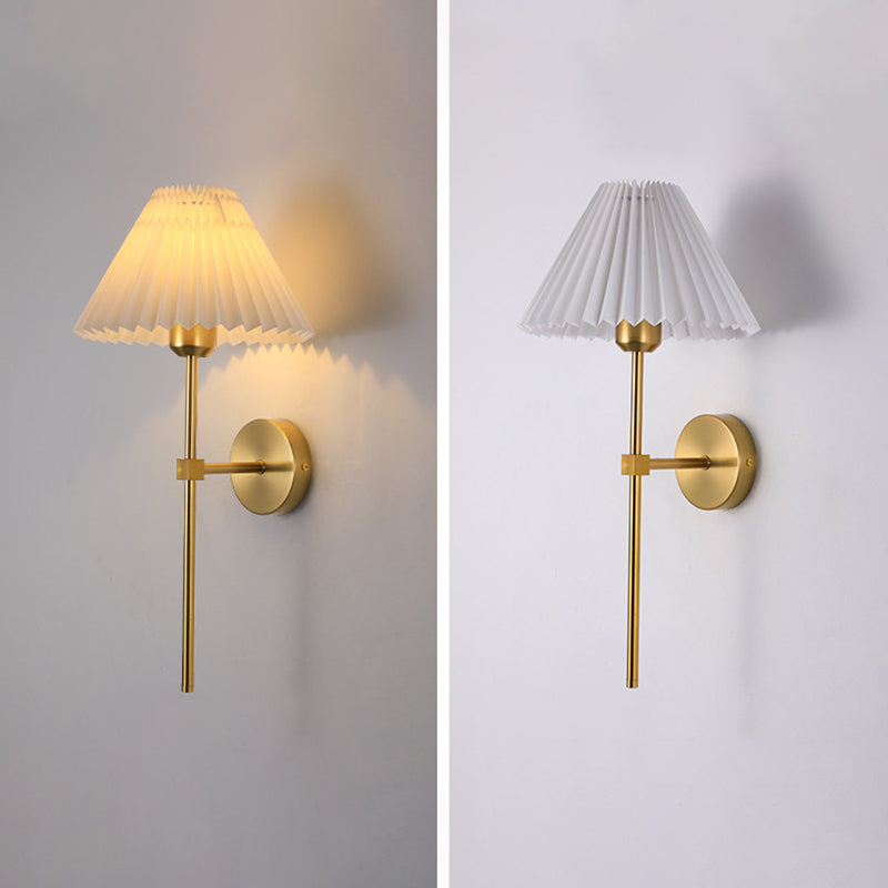 American Style Vanity Light Cone Shape Vanity Lamp with Fabric Shade for Shower Room