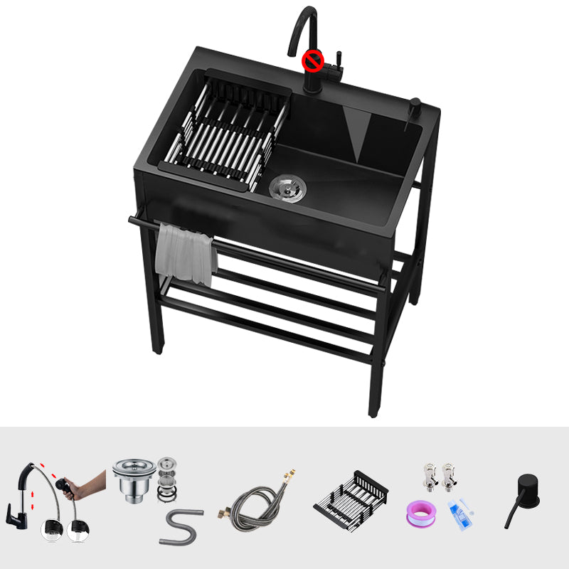 Modern Style Kitchen Sink All-in-one Black Kitchen Sink with Drain Assembly