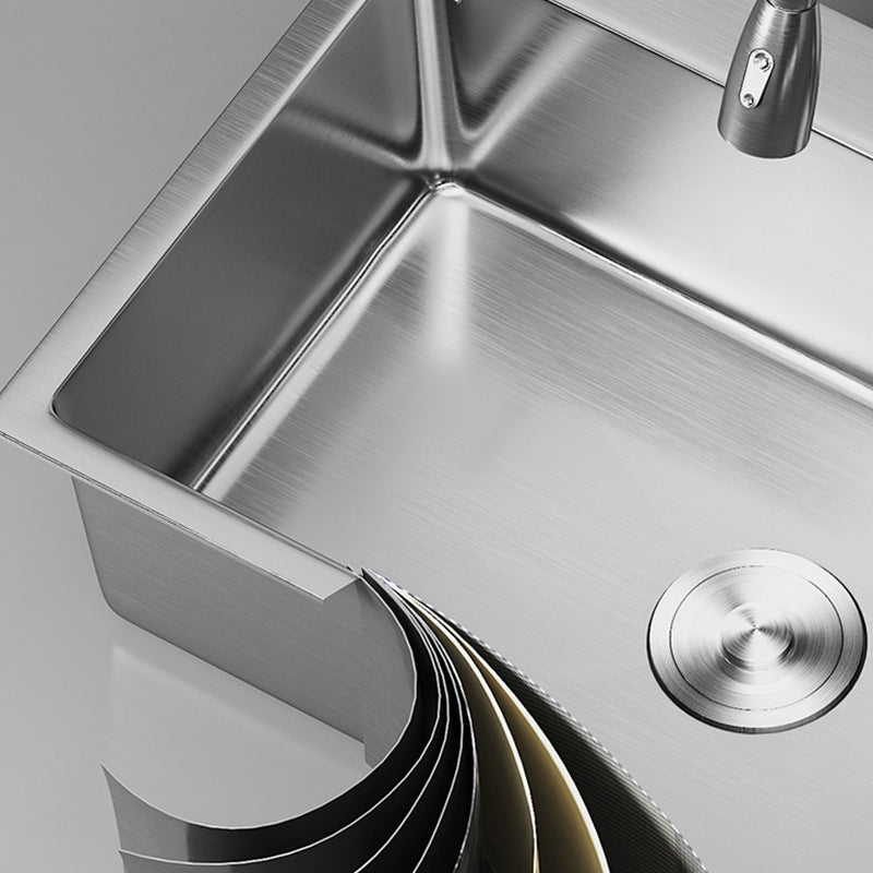 Modern Kitchen Sink Stainless Rectangular Kitchen Sink with Pull-out Faucet
