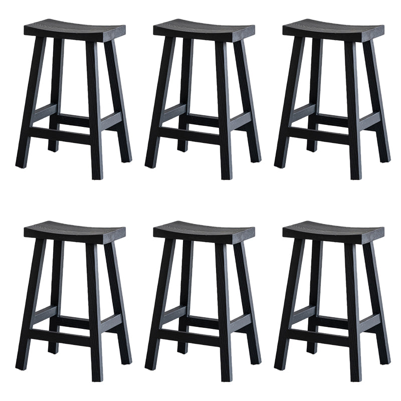 Solid Wood Bar Stools Black Backless Dining Stools with Footrest