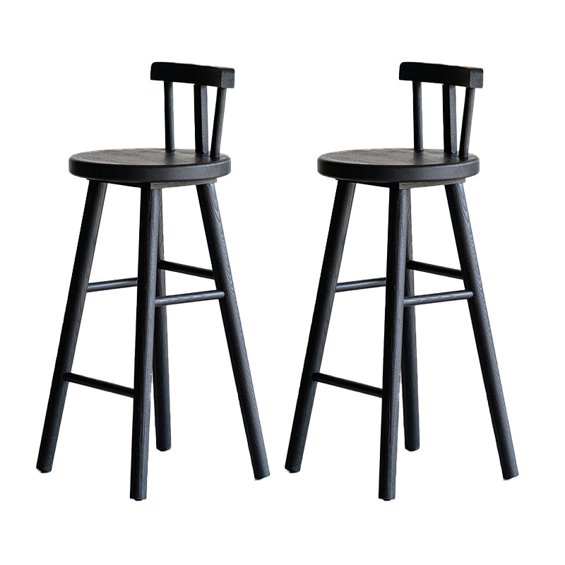 Solid Wood Bar Stools Black Backless Dining Stools with Footrest
