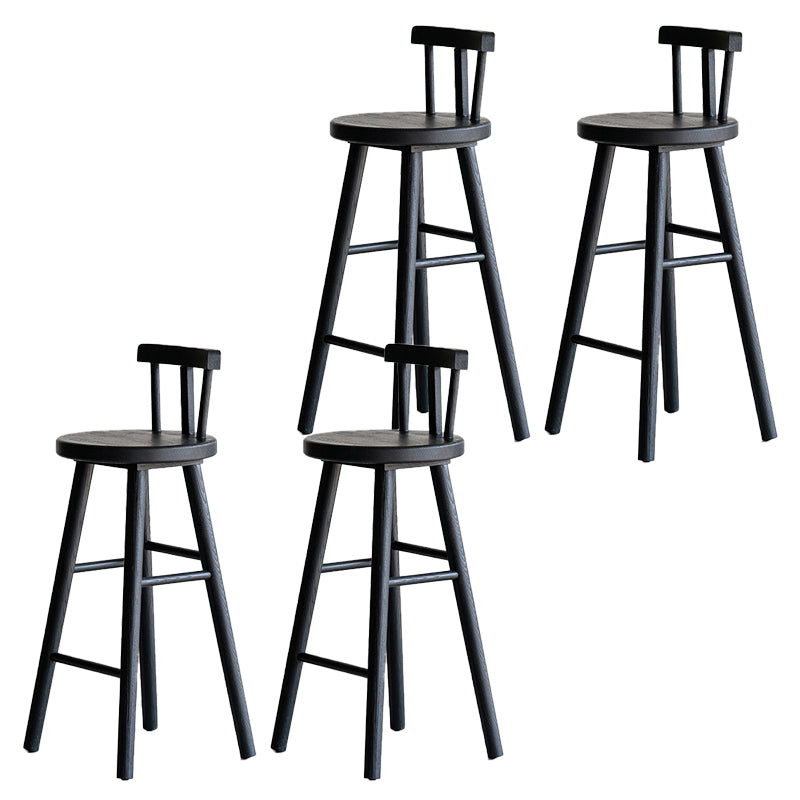 Solid Wood Bar Stools Black Backless Dining Stools with Footrest