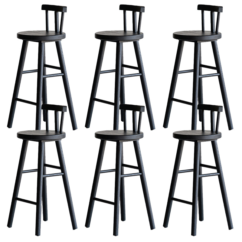 Solid Wood Bar Stools Black Backless Dining Stools with Footrest