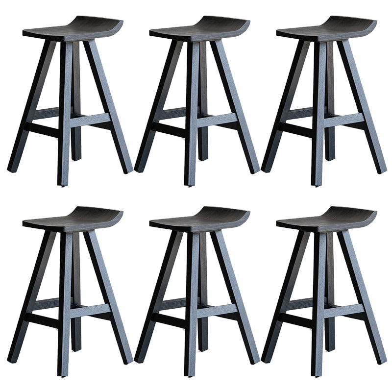 Solid Wood Bar Stools Black Backless Dining Stools with Footrest