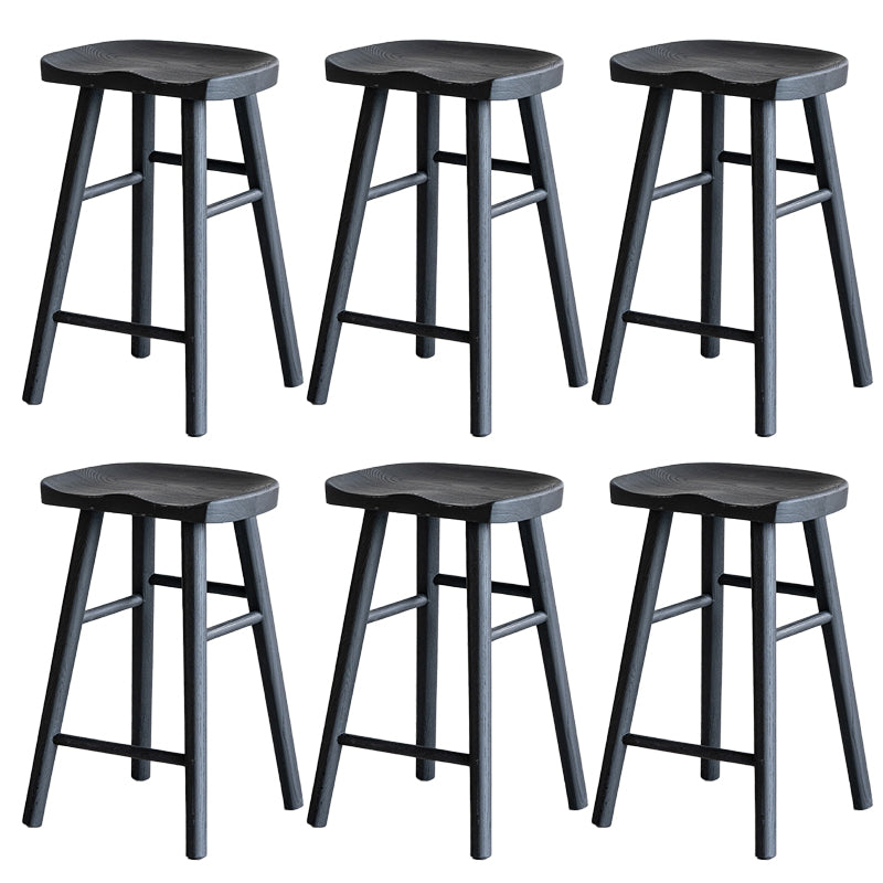 Solid Wood Bar Stools Black Backless Dining Stools with Footrest