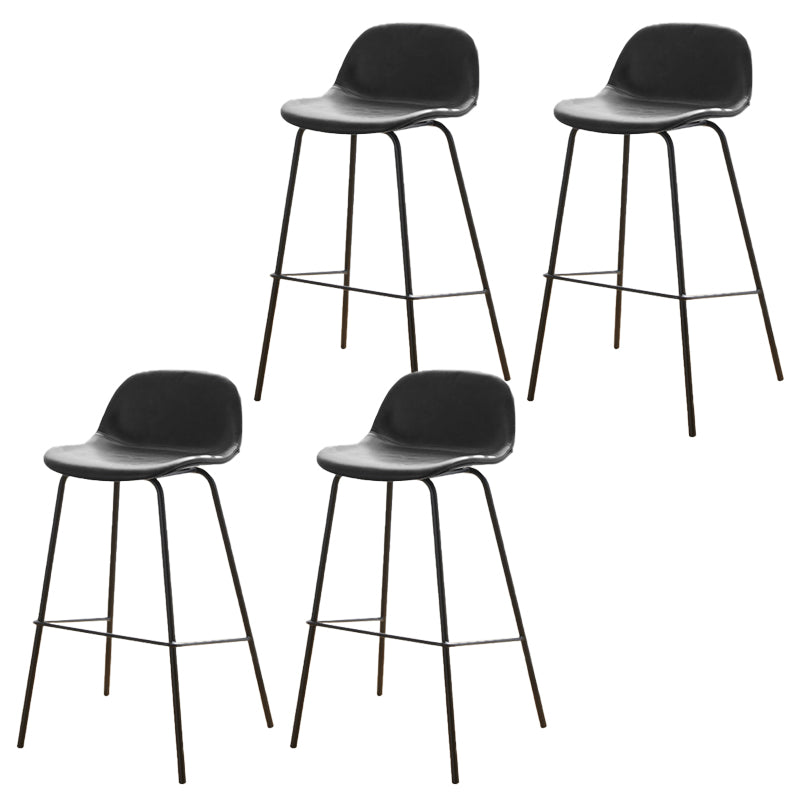 Low Back Dining Stools Faux Leather Bar Stools with Metal Base