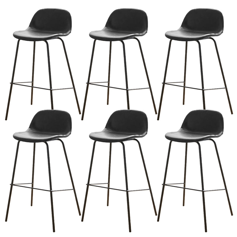 Low Back Dining Stools Faux Leather Bar Stools with Metal Base