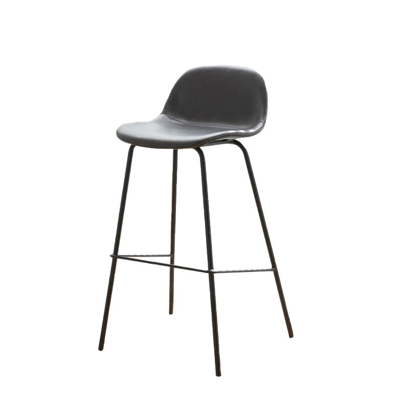 Low Back Dining Stools Faux Leather Bar Stools with Metal Base