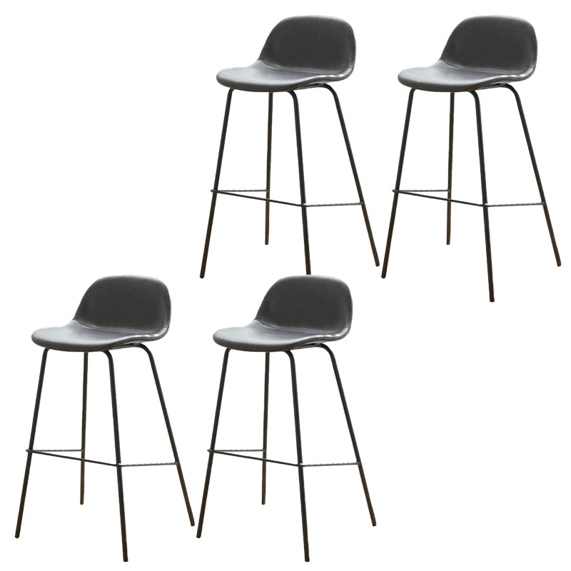 Low Back Dining Stools Faux Leather Bar Stools with Metal Base